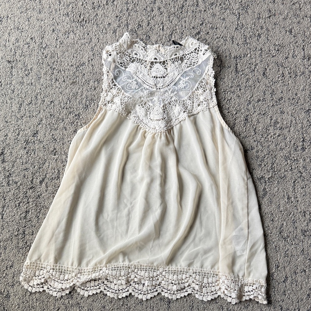 Forever 21 Cream Lace Detail Top